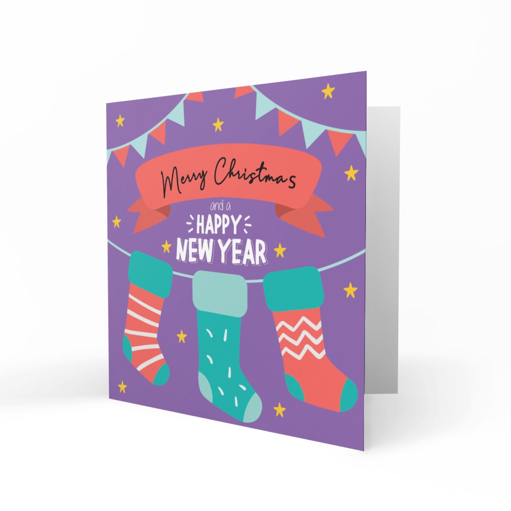 &#39;Merry Christmas &amp; A Happy New Year&#39; Greeting Cards Chasing Cards 