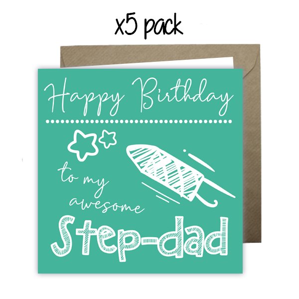 Wholesale - 'To My Awesome Step-Dad' Happy Doodle Card Greeting Cards Happy Doodle 