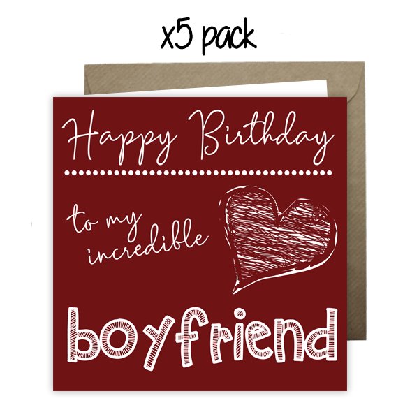 Wholesale - 'To My Incredible Boyfriend' Happy Doodle Card Greeting Cards Happy Doodle 