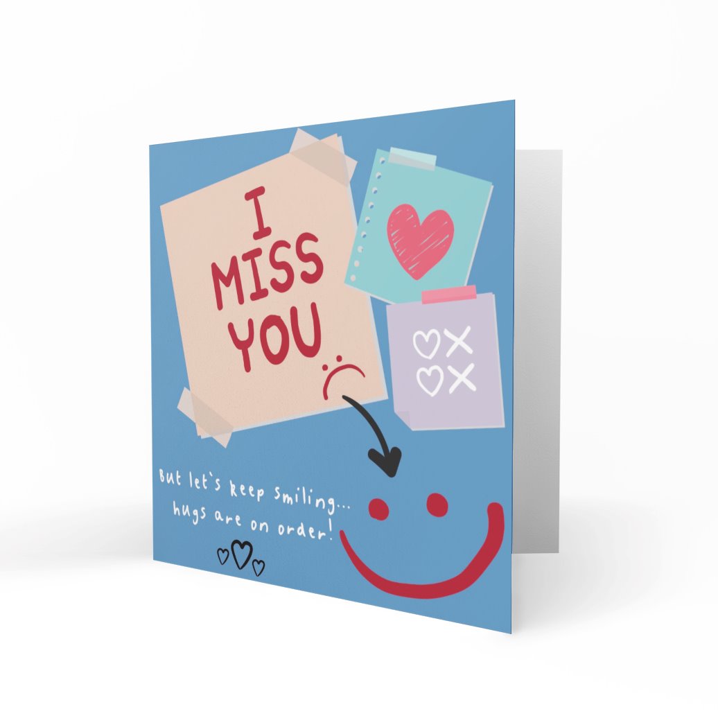 'I Miss You, Hugs Are On Order' Greeting Cards Paper Heart 