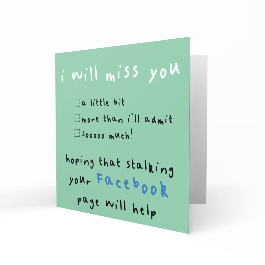 'I Miss You - Facebook Stalking' Greeting Cards Paper Heart 