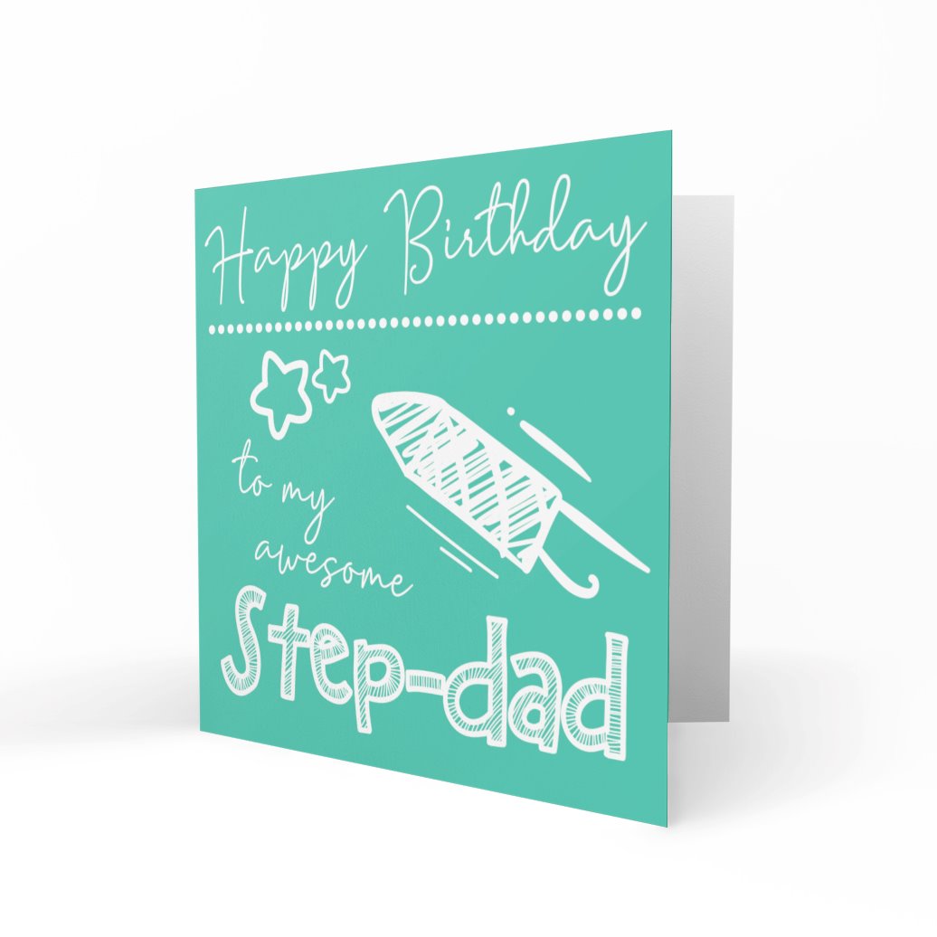 'To My Awesome Step-Dad' Greeting Cards Happy Doodle 