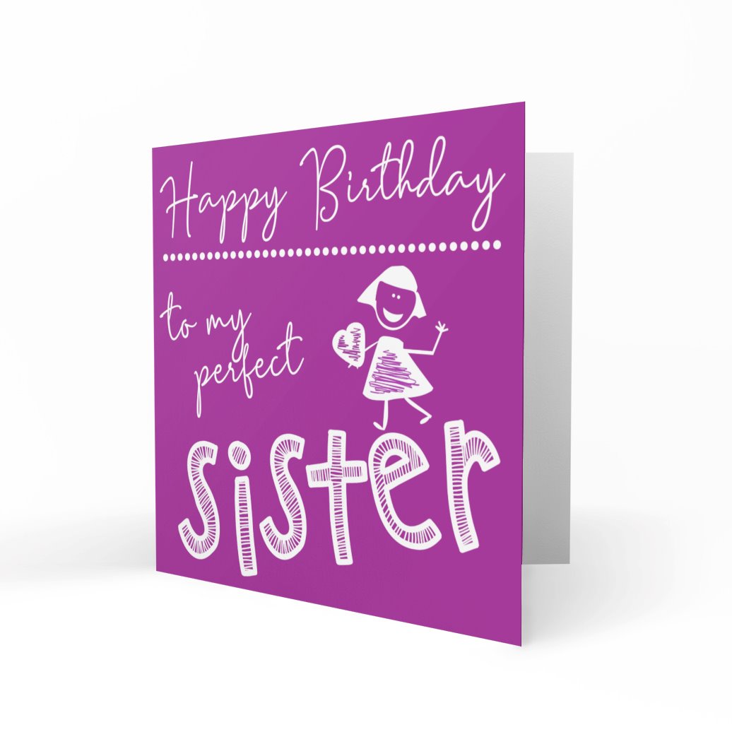 'To My Perfect Sister' Greeting Cards Happy Doodle 