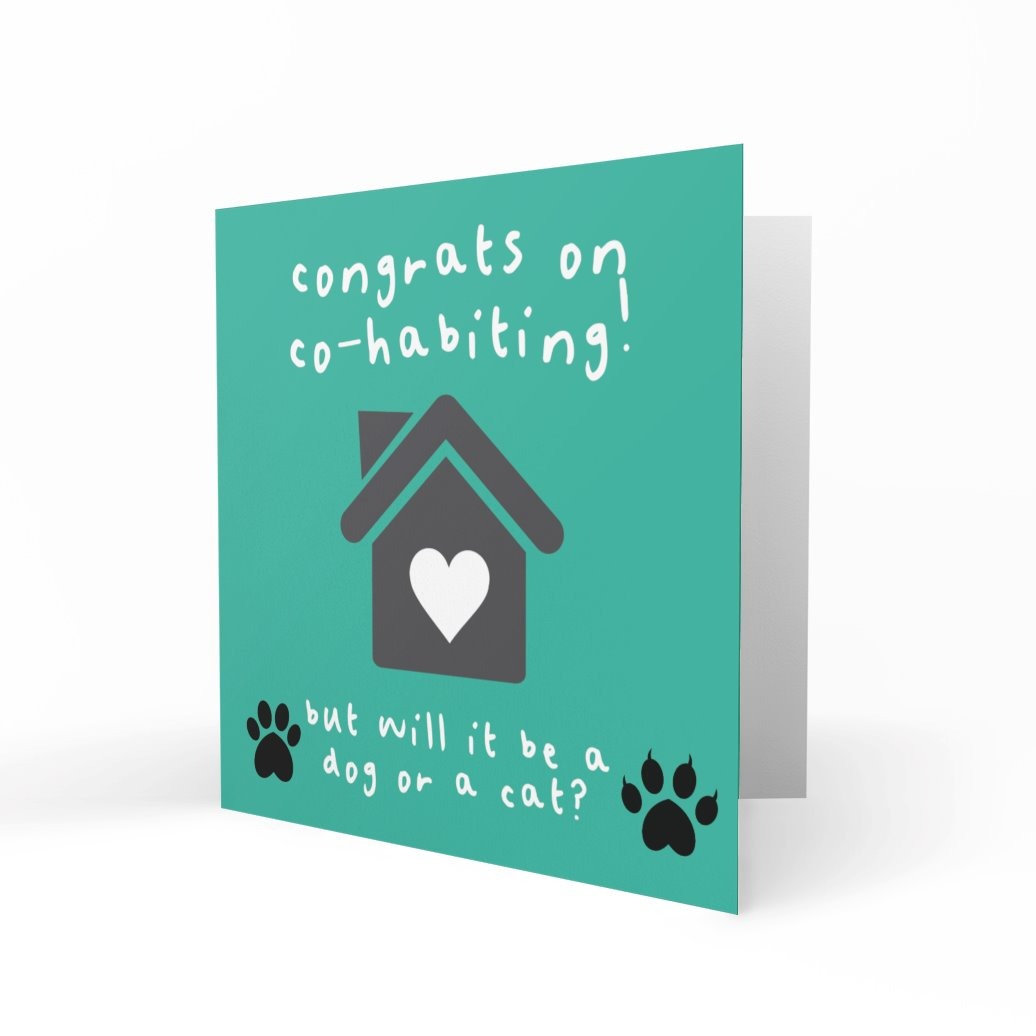 'Co-Habiting - Dog or Cat' Greeting Cards Paper Heart 