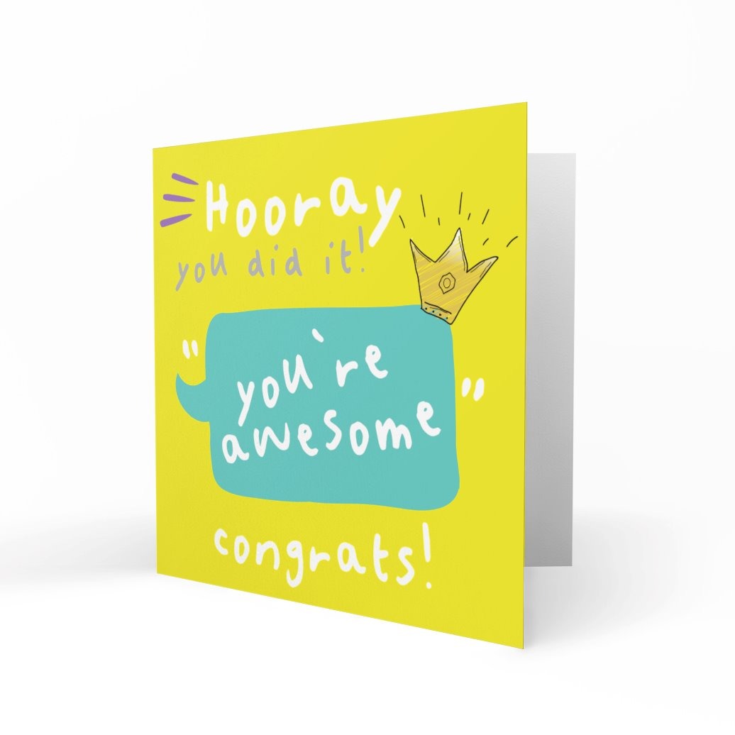 'Hooray, You Did It' Greeting Cards Paper Heart 