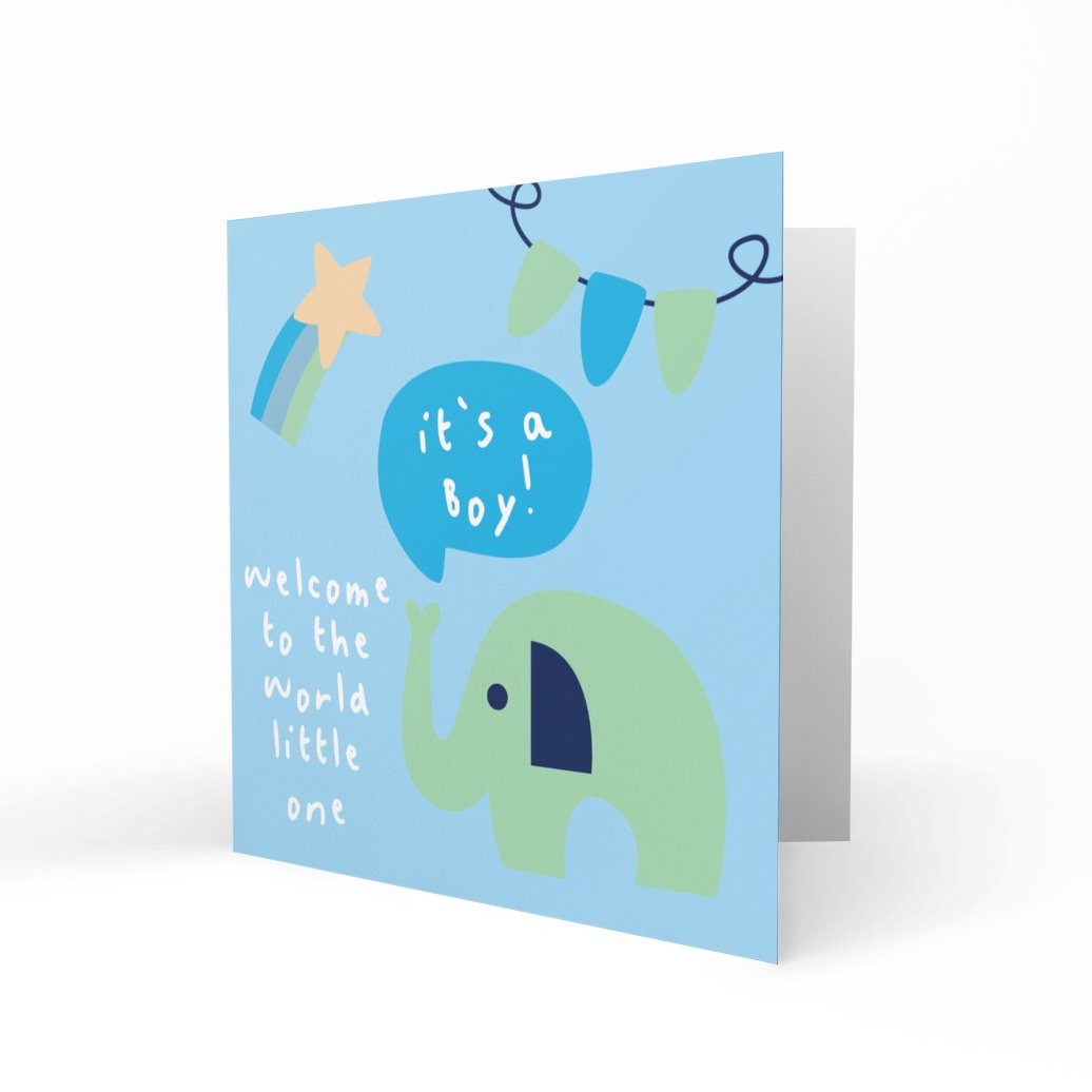 'Welcome to The World Little Boy' Greeting Cards Paper Heart 