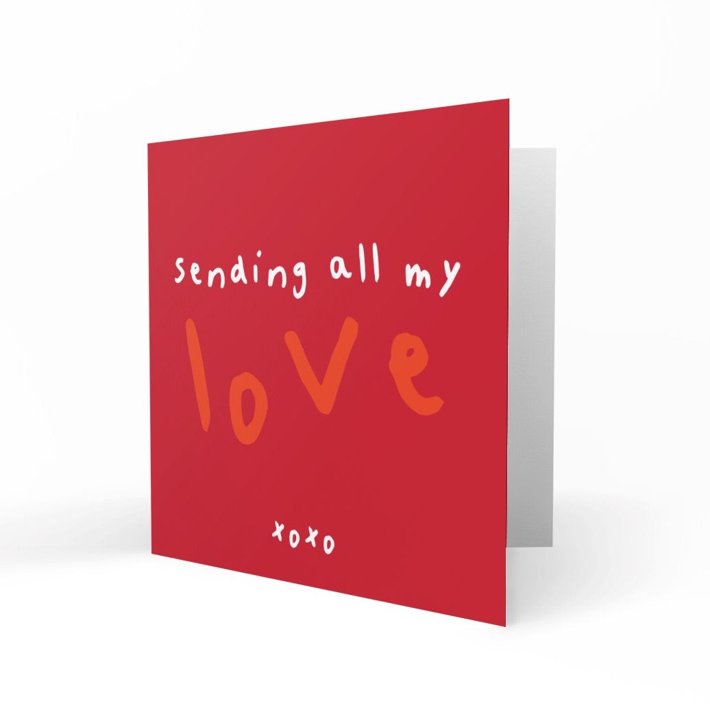 'Sending All my Love' Greeting Cards Paper Heart 