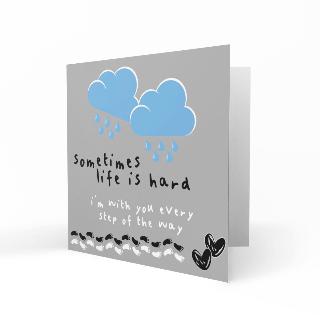 'Sometimes Life Is Hard' Greeting Cards Paper Heart 