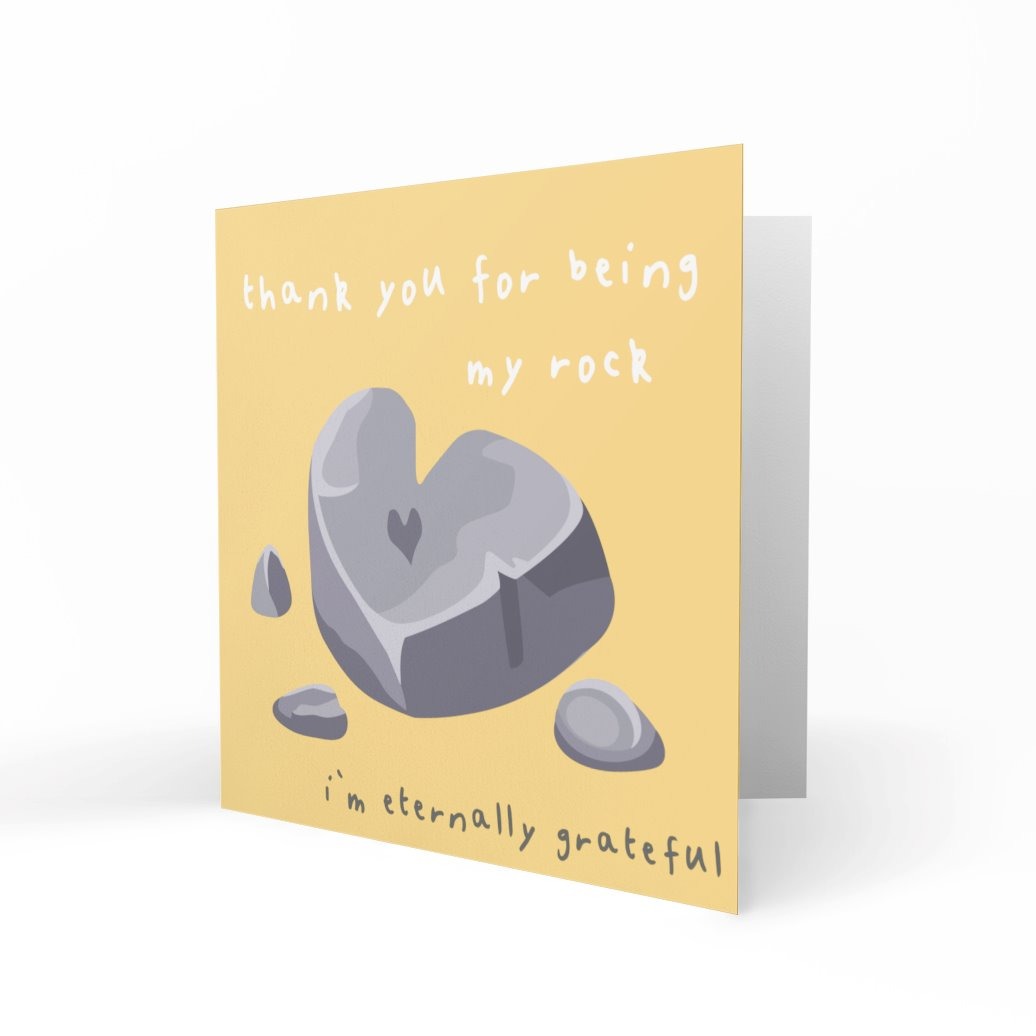 'Thank You For Being My Rock' Greeting Cards Paper Heart 