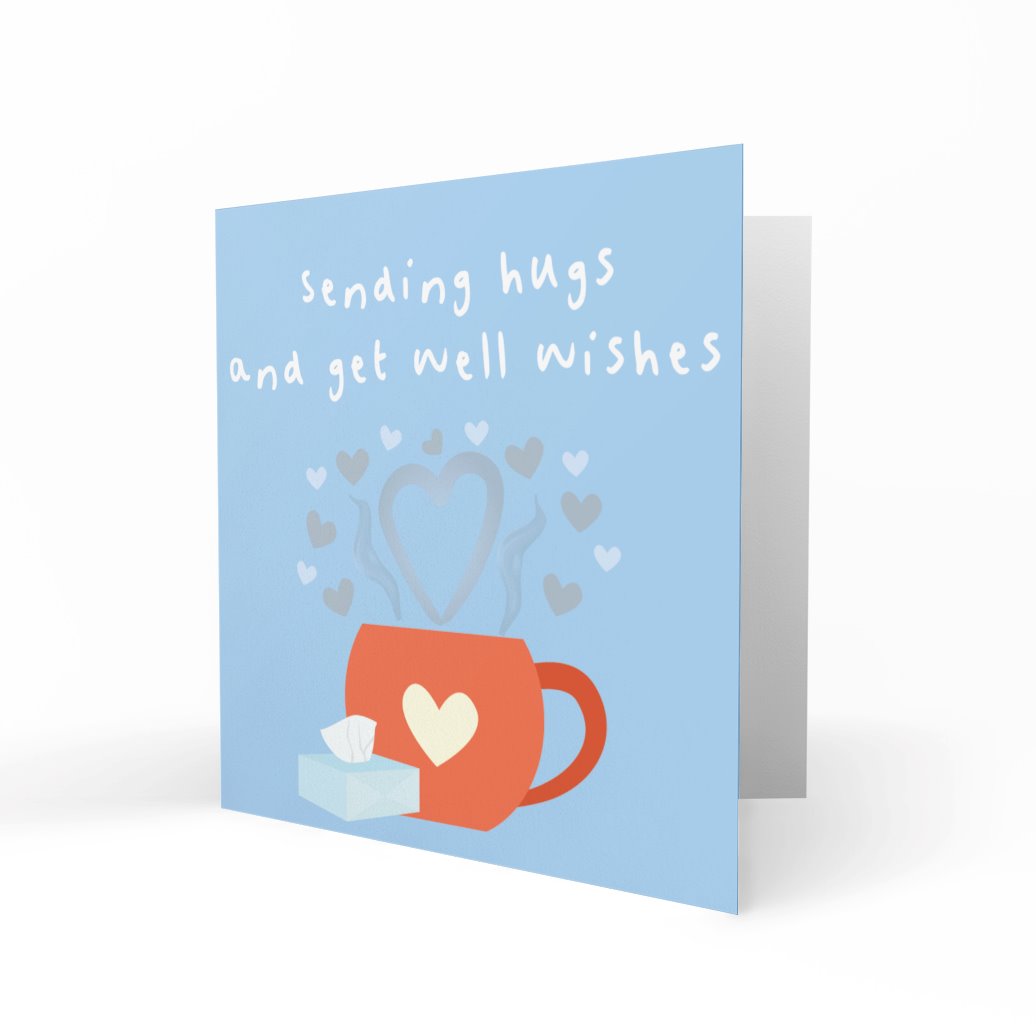 'Sending Hugs & Wishes' Greeting Cards Paper Heart 