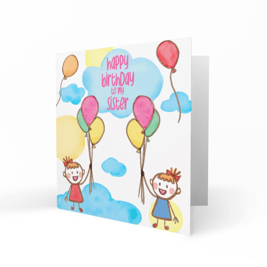 'Happy Birthday To My Sister' (Girl Girl) Greeting Cards chasing cards 