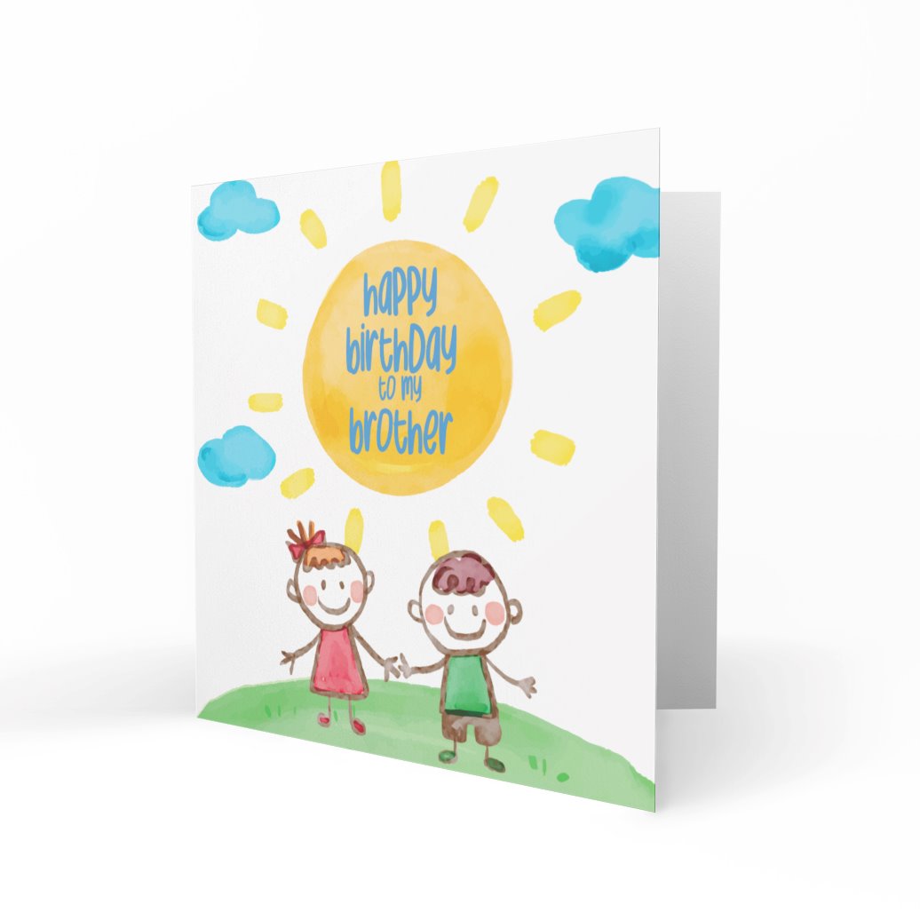 'Happy Birthday To My Brother' (Girl Boy) Greeting Cards chasing cards 