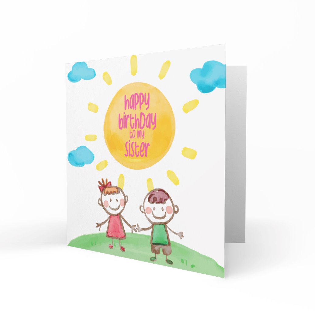 'Happy Birthday To My Sister' (Boy Girl) Greeting Cards chasing cards 