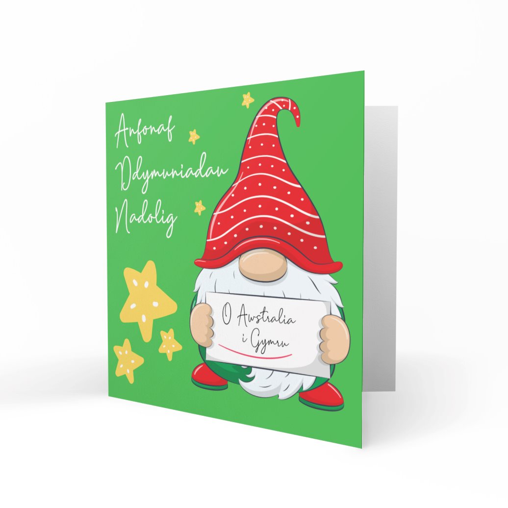 'Anfonaf Ddymuniadau Nadolig o Awstralia i Gymru' - I Send Christmas Wishes from Australia to Wales Greeting Cards Chasing Cards 