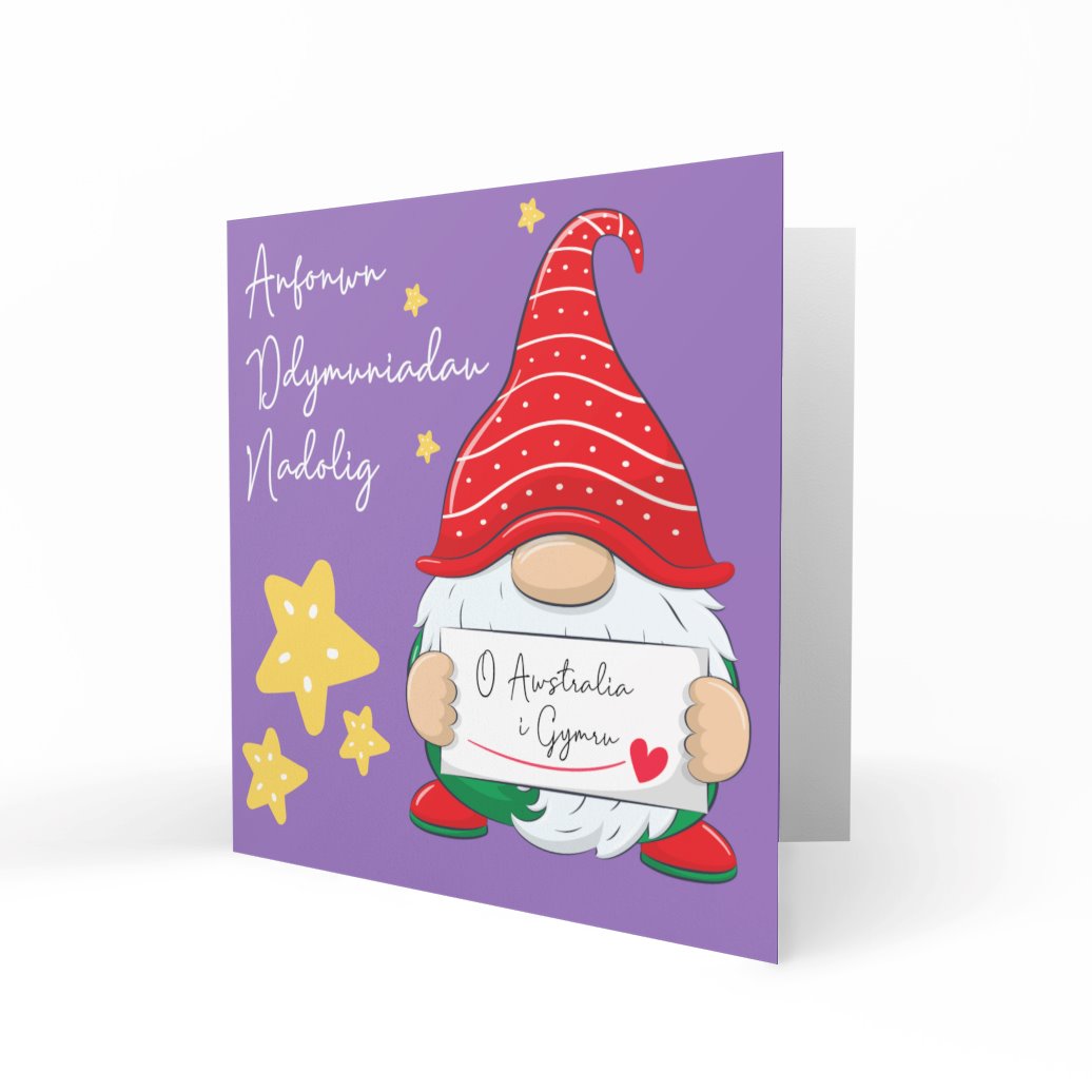 'Anfonwn Ddymuniadau Nadolig o Awstralia i Gymru' - We Send Christmas Wishes from Australia to Wales Greeting Cards Chasing Cards 