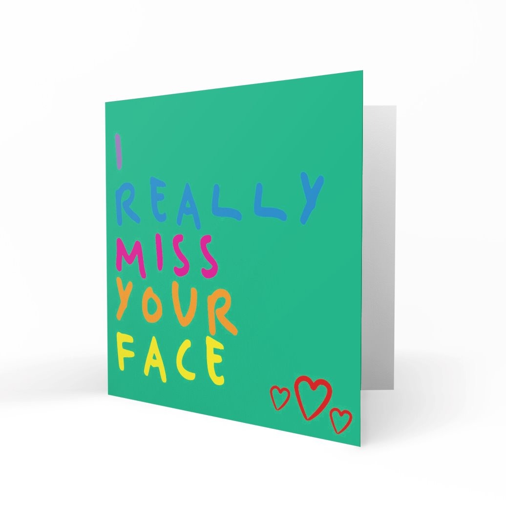 'I Really Miss Your Face' Greeting Cards Paper Heart 