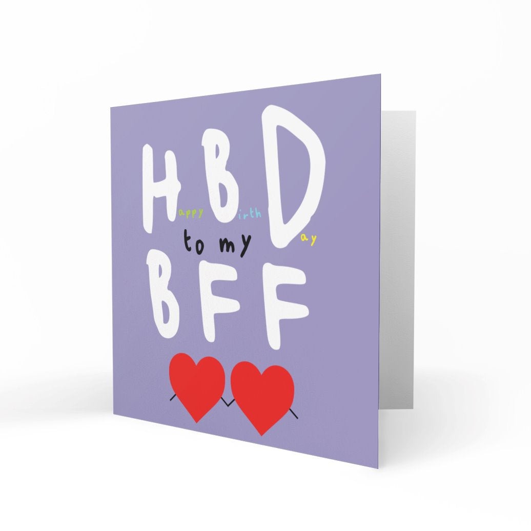 Wholesale - 'HBD to my BFF' Greeting Cards Paper Heart 