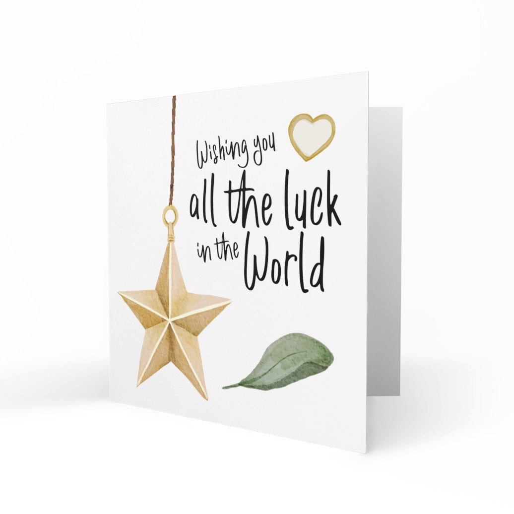 'Wishing You All The Luck In The World' Greeting Cards Paper Heart 